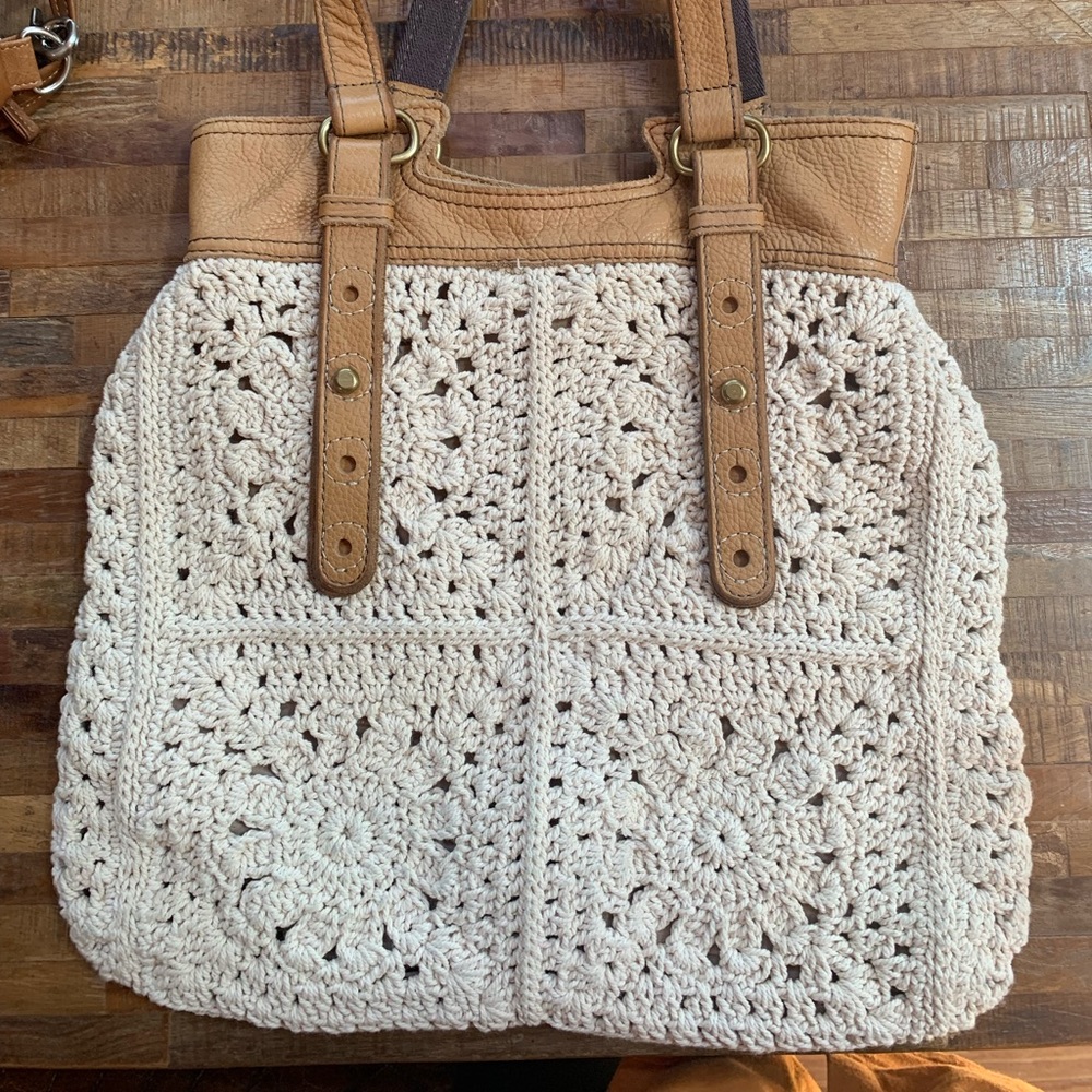 Lucky brand creamy white crochet bag. GREAT condition. Boho large bag